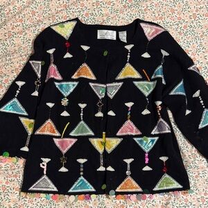 Design Options by Philip & Jane Gordon Beaded Cocktail Glass Cardigan Large